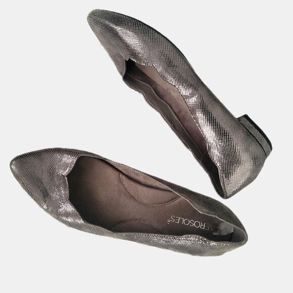 NWOT Aerosoles Women Metallic Snakeskin Leather Flats Size US 9 - Picture 2 of 4